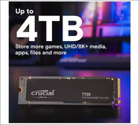 Crucial T705 1TB Gen5 NVMe SSD - 13600/10200 MB/s R/W 600TBW 1400K IOPs 1.5M