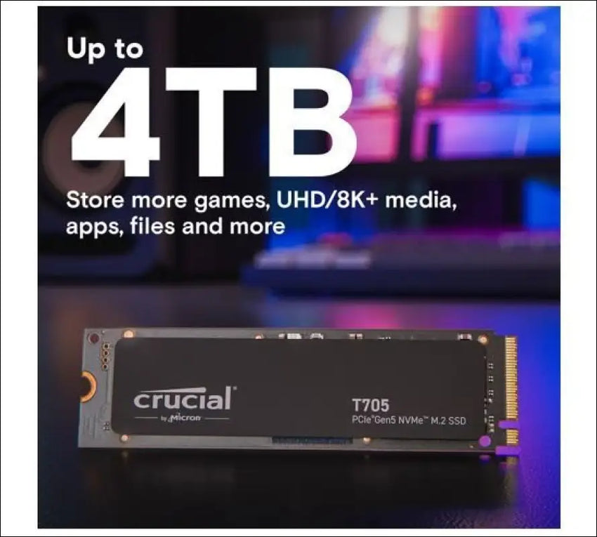 Crucial T705 1TB Gen5 NVMe SSD - 13600/10200 MB/s R/W 600TBW 1400K IOPs 1.5M