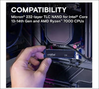 Crucial T705 1TB Gen5 NVMe SSD - 13600/10200 MB/s R/W 600TBW 1400K IOPs 1.5M