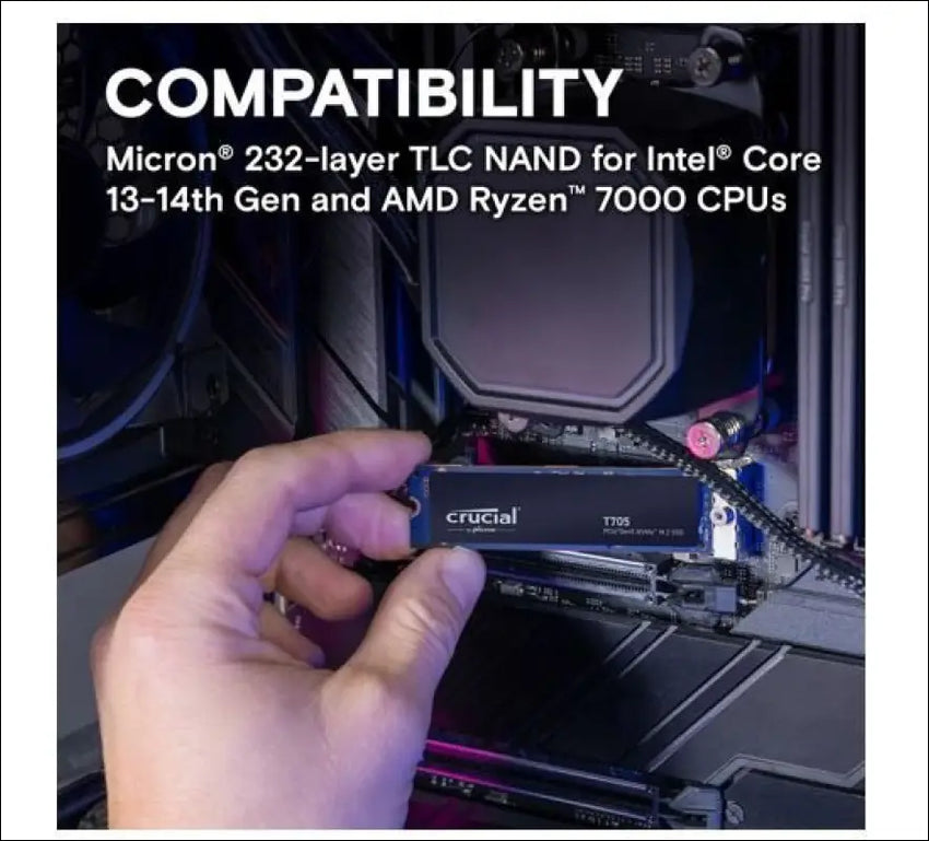 Crucial T705 1TB Gen5 NVMe SSD - 13600/10200 MB/s R/W 600TBW 1400K IOPs 1.5M