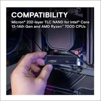 Crucial T705 1TB Gen5 NVMe SSD - 13600/10200 MB/s R/W 600TBW 1400K IOPs 1.5M
