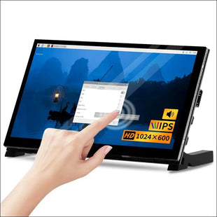 CUQI 7 Inch IPS LCD Touchscreen HD 1024 x 600 Mini Monitor with Speaker for Raspberry Pi 4B/5, PC, Windows, Xbox, Camera