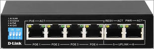 D-Link DGS-F1006P-E 6-Port Gigabit PoE Switch with 4 Long Reach Ports, 2 Uplink Ports, 60W PoE Budget, 5 Port Gigabit Desktop, Plug & Play, Lightning