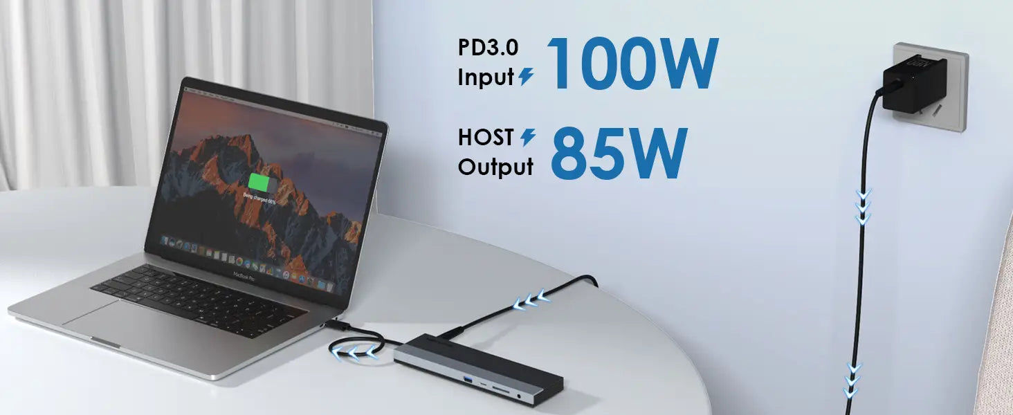 WAVLINK 12-in-1 USB C Triple Display Docking Station Support 85W Charging for PC Max 4K@60Hz with DisplayPort HDMI PD