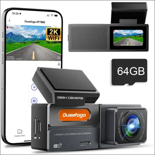 Dash Cam Car Front 2K with WiFi & Dash Cam Car 64GB Card, Super Night Vision, 170° Wide Angle WDR, G-Sensor, Loop Recording, Car Camera App Control,