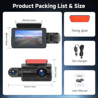 Dash Cam Car Front Indoor, Hodozzy 1440P Dual Dash Cam with Night Vision, 360° Dash Cam for Car with Loop Recording, Motion Detection, 24h Parking Monitoring, 3 Inch IPS Screen...