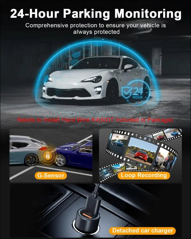 Dash Cam Car Front Rear 4K, WiFi Dash Cam with 64GB SD Card, Dash Cam Car with Reversing Assistant, Night Vision, 170° + 140° Wide Angle, 3 Inch IPS, Parking Monitoring,...