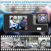 Dash Cam Car Front Rear and Indoor 1080P Full HD with 64GB SD Card, Car Camera with Parking Monitoring, Motion Detection, Infrared Night Vision, Loop Recording, WDR, Wide Angle...