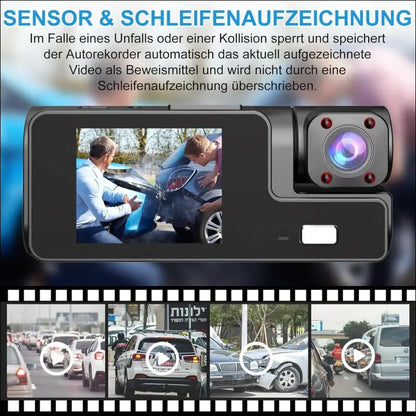 Dash Cam Car Front Rear and Indoor 1080P Full HD with 64GB SD Card, Car Camera with Parking Monitoring, Motion Detection, Infrared Night Vision, Loop Recording, WDR, Wide Angle...