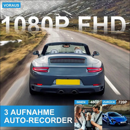 Dash Cam Car Front Rear and Indoor 1080P Full HD with 64GB SD Card, Car Camera with Parking Monitoring, Motion Detection, Infrared Night Vision, Loop Recording, WDR, Wide Angle...