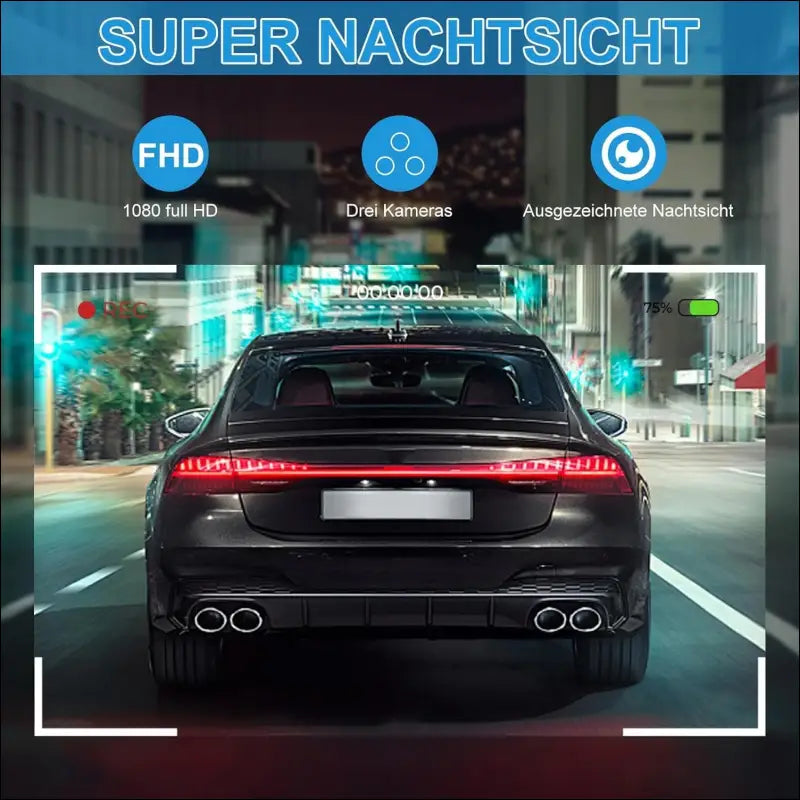 Dash Cam Car Front Rear and Indoor 1080P Full HD with 64GB SD Card, Car Camera with Parking Monitoring, Motion Detection, Infrared Night Vision, Loop Recording, WDR, Wide Angle...