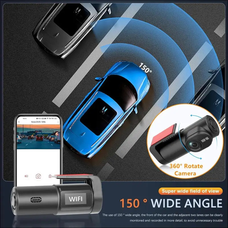 Dash Cam Car Front Rear WiFi, 1080P Full HD Dashcam Car Camera, Mini Front Dash Camera for Cars, Car Camera Dash with Night Vision, App Control, Parking Monitoring, Loop Recording