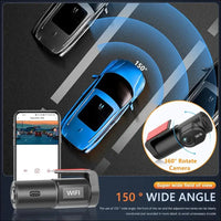 Dash Cam Car Front Rear WiFi, 1080P Full HD Dashcam Car Camera, Mini Front Dash Camera for Cars, Car Camera Dash with Night Vision, App Control, Parking Monitoring, Loop Recording