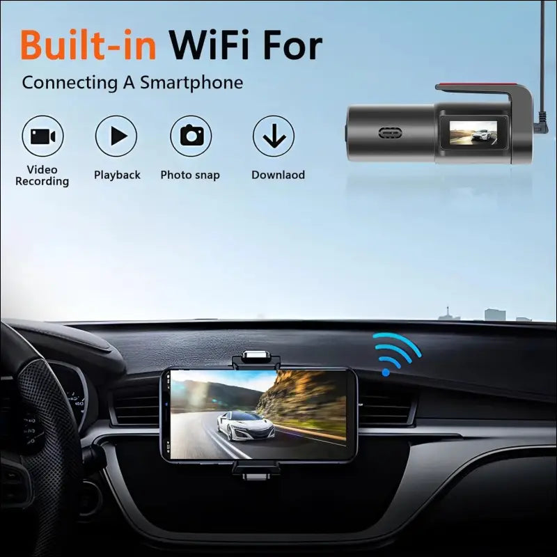Dash Cam Car Front Rear WiFi, 1080P Full HD Dashcam Car Camera, Mini Front Dash Camera for Cars, Car Camera Dash with Night Vision, App Control, Parking Monitoring, Loop Recording