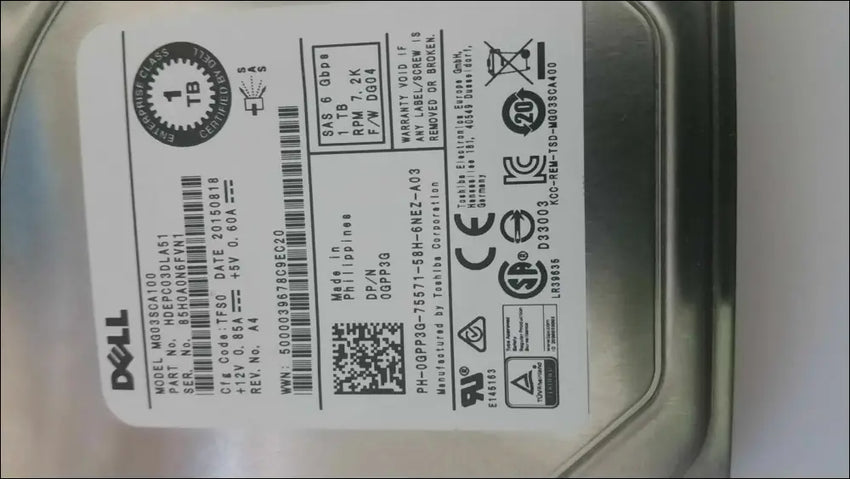Dell 1TB 7.2K RPM SAS 3.5 Inch Large Form Factor Enterprise Class 6GB/S HDD
