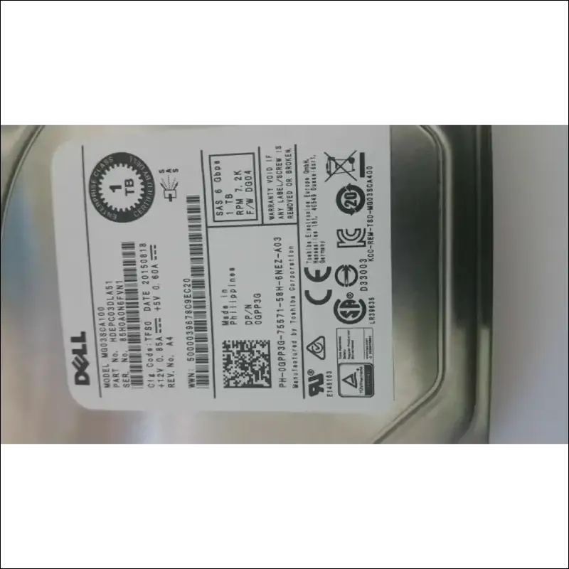 Dell 1TB 7.2K RPM SAS 3.5 Inch Large Form Factor Enterprise Class 6GB/S HDD
