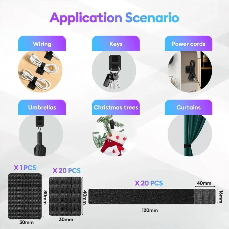 Desk Cable Managment Under Desk, 【Hold 15 Cord】【Ultra Adhesion】Hook and Loop Cord Organizer, Adjustable Long Cable Straps, Reuseable Cable Clips Hider, Household & Office...