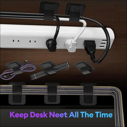 Desk Cable Managment Under Desk, 【Hold 15 Cord】【Ultra Adhesion】Hook and Loop Cord Organizer, Adjustable Long Cable Straps, Reuseable Cable Clips Hider, Household & Office...