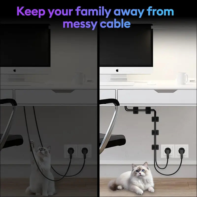 Desk Cable Managment Under Desk, 【Hold 15 Cord】【Ultra Adhesion】Hook and Loop Cord Organizer, Adjustable Long Cable Straps, Reuseable Cable Clips Hider, Household & Office...