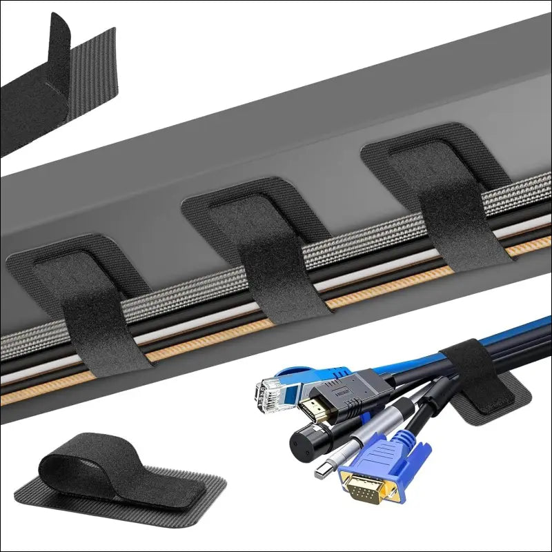 Desk Cable Managment Under Desk, 【Hold 15 Cord】【Ultra Adhesion】Hook and Loop Cord Organizer, Adjustable Long Cable Straps, Reuseable Cable Clips Hider, Household & Office...
