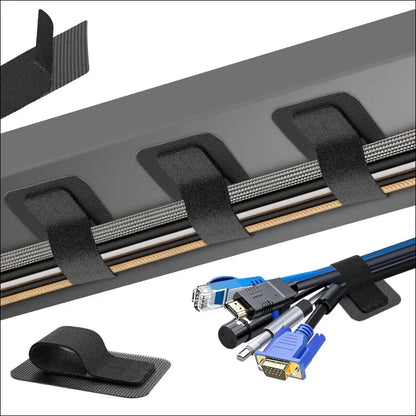 Desk Cable Managment Under Desk, 【Hold 15 Cord】【Ultra Adhesion】Hook and Loop Cord Organizer, Adjustable Long Cable Straps, Reuseable Cable Clips Hider, Household & Office...