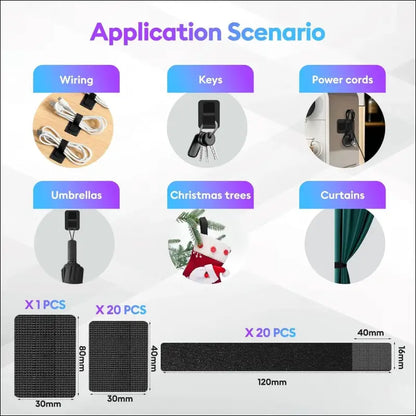 Desk Cable Managment Under Desk, 【Hold 15 Cord】【Ultra Adhesion】Hook and Loop Cord Organizer, Adjustable Long Cable Straps, Reuseable Cable Clips Hider, Household & Office...