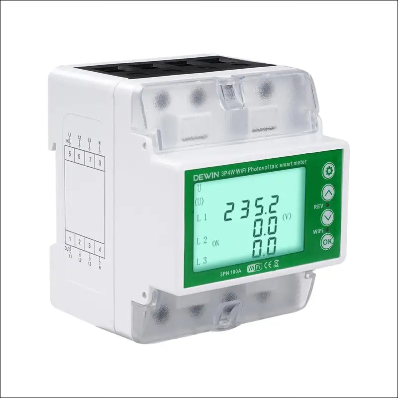 DEWIN Electricity Meter, 3 Phases, Three-Phase Meter, DIN Rail Tuya WiFi Photovoltaic Meter, 3 Phase Recloser Switch, Intelligent Reclosing Protector, 100 A