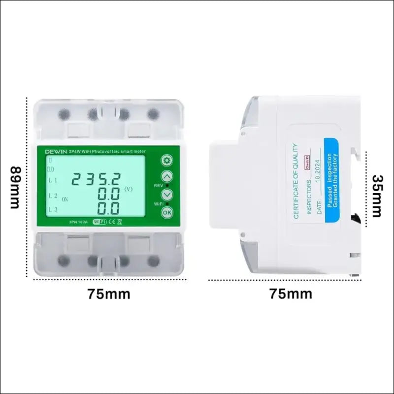 DEWIN Electricity Meter, 3 Phases, Three-Phase Meter, DIN Rail Tuya WiFi Photovoltaic Meter, 3 Phase Recloser Switch, Intelligent Reclosing Protector, 100 A