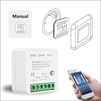 DEWIN WLAN Switch, WiFi Switch, Smart Switch, Mini Light Switch, 2-Way Control, Work, Suitable for Tuya Smart Life, Alexa 16A