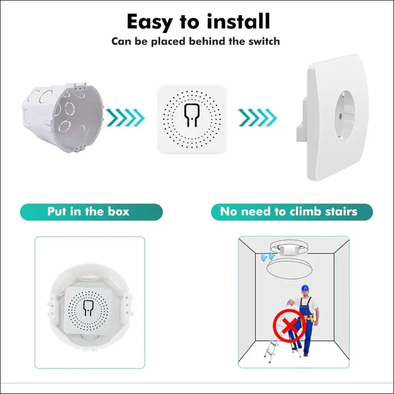 DEWIN WLAN Switch, WiFi Switch, Smart Switch, Mini Light Switch, 2-Way Control, Work, Suitable for Tuya Smart Life, Alexa 16A