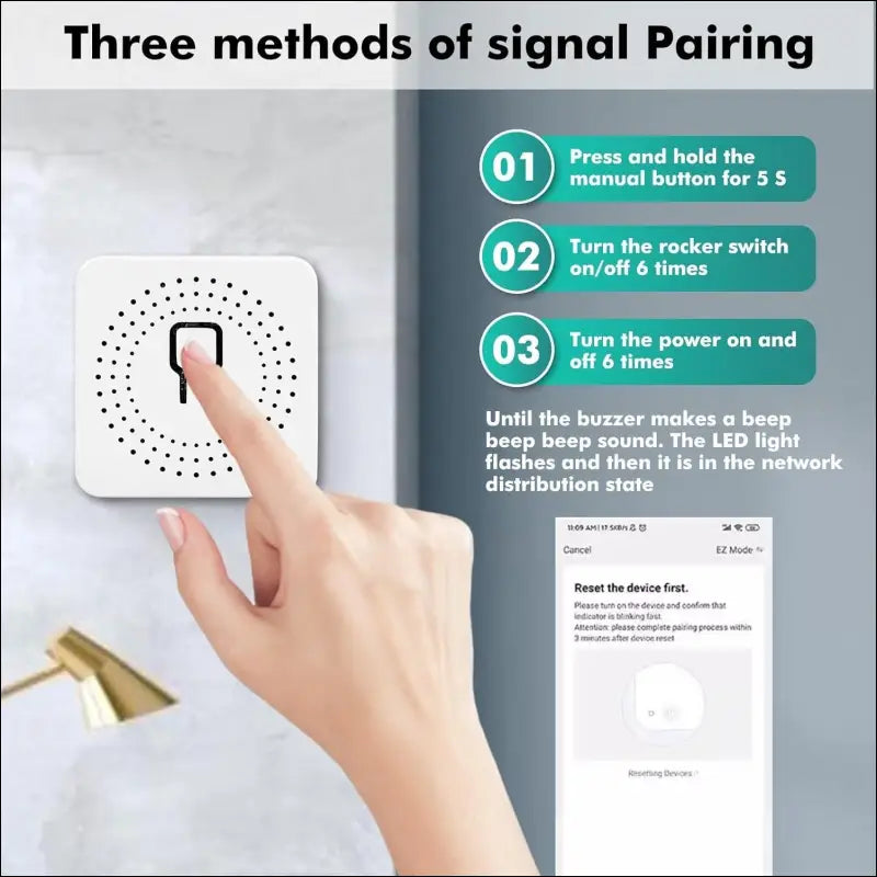 DEWIN WLAN Switch, WiFi Switch, Smart Switch, Mini Light Switch, 2-Way Control, Work, Suitable for Tuya Smart Life, Alexa 16A