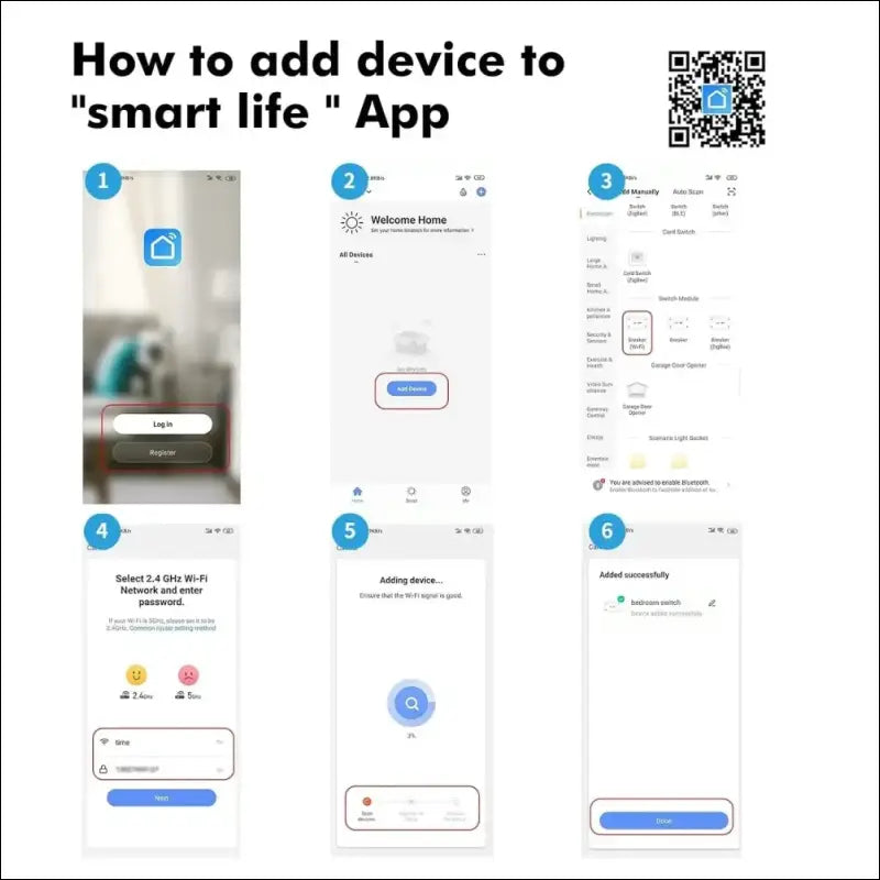 DEWIN WLAN Switch, WiFi Switch, Smart Switch, Mini Light Switch, 2-Way Control, Work, Suitable for Tuya Smart Life, Alexa 16A