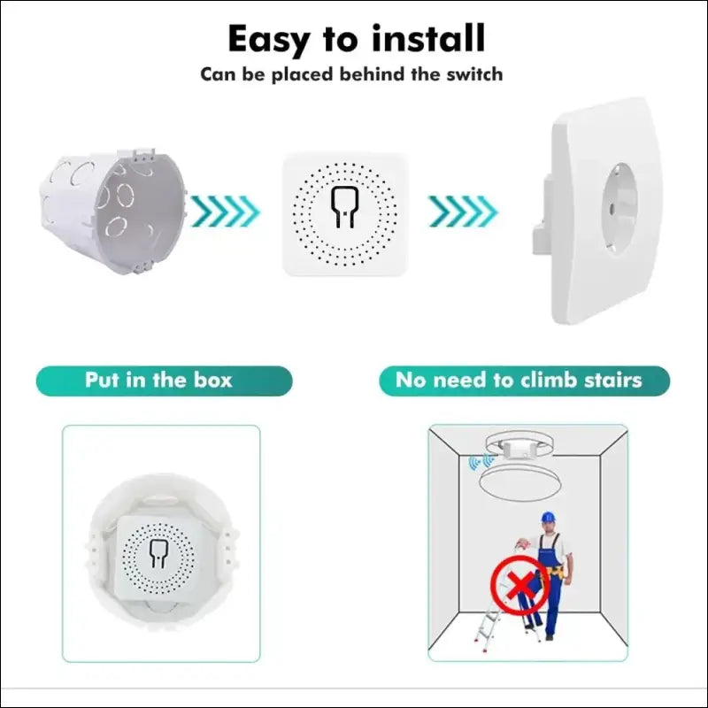 DEWIN WLAN Switch, WiFi Switch, Smart Switch, Mini Light Switch, 2-Way Control, Work, Suitable for Tuya Smart Life, Alexa 16A