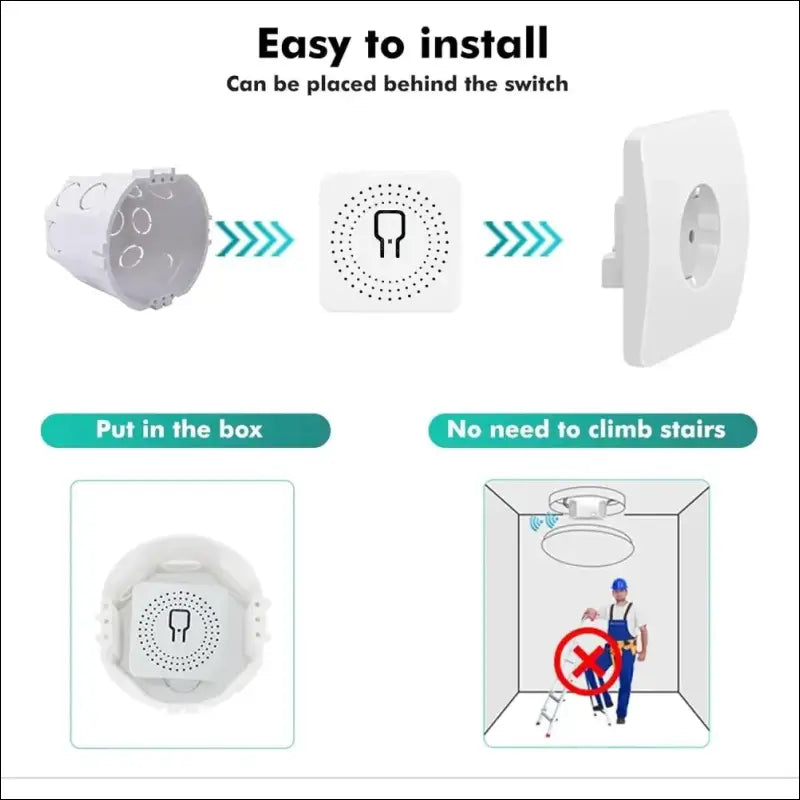 DEWIN WLAN Switch, WiFi Switch, Smart Switch, Mini Light Switch, 2-Way Control, Work, Suitable for Tuya Smart Life, Alexa 16A