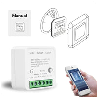 DEWIN WLAN Switch, WiFi Switch, Smart Switch, Mini Light Switch, 2-Way Control, Work, Suitable for Tuya Smart Life, Alexa 16A