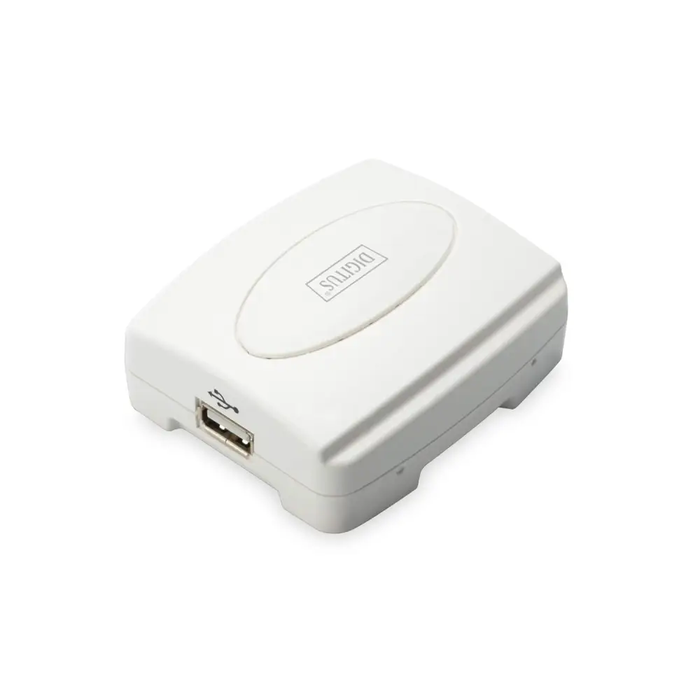 DIGITUS Fast Ethernet Print Server with Parallel Port, 1x RJ45, 1x DB-36-pin Male, Printer Server, DHCP Capable, TCP/IP, Easy Installation, Includes Power Supply, White