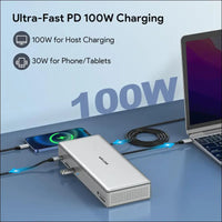 Displaylink Docking Station 4 Monitors (5K/4K@60Hz), Quad Displays for M1/M2/M3 Mac, Windows with PD 100W, 4X HDMI, 4X DP, 2.5G Ethernet, USB-A/USB-C, SD/TF 4.0, Audio.