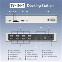 Displaylink Docking Station 4 Monitors (5K/4K@60Hz), Quad Displays for M1/M2/M3 Mac, Windows with PD 100W, 4X HDMI, 4X DP, 2.5G Ethernet, USB-A/USB-C, SD/TF 4.0, Audio.