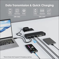DisplayLink Universal Laptop Docking Station, USB 3.0/C Dual Video Monitor Supports HDMI/DVI/VGA to 2048 × 1152, Gigabit Ethernet, Audio Output/Inpu to 6 USB Ports for Laptop/Ultrabook/PCs
