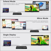 DisplayLink Universal Laptop Docking Station with Single 5K/ Dual 4K Video Outputs,Support for Specific Windows,XP and Mac OS(2 DP,2 HDMI,LAN,Audio,6 USB 3.0 Port)-Not Support Charging PC