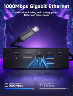 Docking Station for ROG Ally X/ROG Ally/Steam Deck/Legion Go, 6-in-1 ROG Ally X Dock with HDMI 4K@120Hz, Gigabit Ethernet, Dual USB-A 3.2 Gen 1, USB-C 3.2 Gen 1 and PD 100W Charging - HB0609