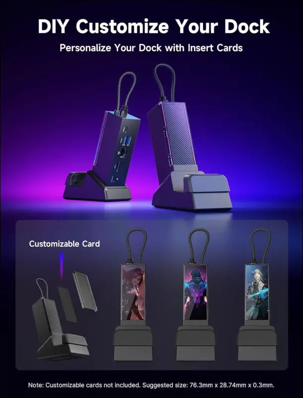 Docking Station for ROG Ally X/ROG Ally/Steam Deck/Legion Go, 6-in-1 ROG Ally X Dock with HDMI 4K@120Hz, Gigabit Ethernet, Dual USB-A 3.2 Gen 1, USB-C 3.2 Gen 1 and PD 100W Charging - HB0609