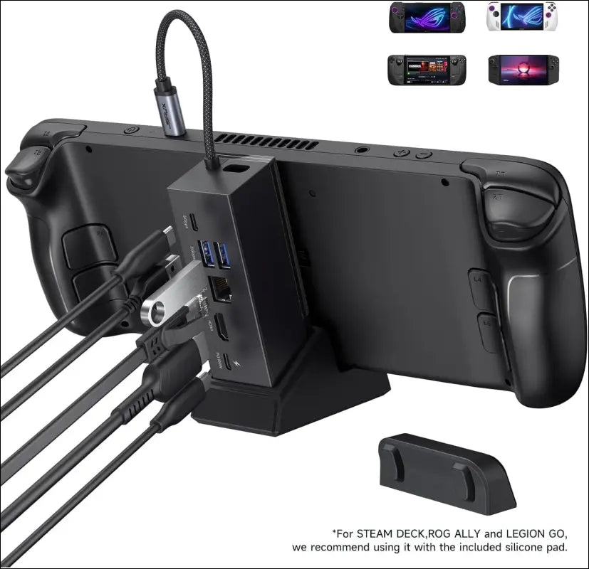 Docking Station for ROG Ally X/ROG Ally/Steam Deck/Legion Go, 6-in-1 ROG Ally X Dock with HDMI 4K@120Hz, Gigabit Ethernet, Dual USB-A 3.2 Gen 1, USB-C 3.2 Gen 1 and PD 100W Charging - HB0609