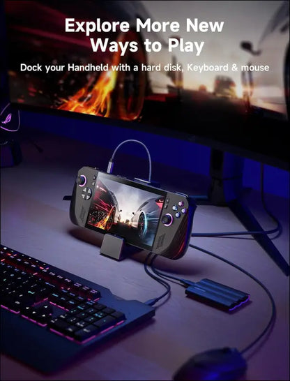 Docking Station for ROG Ally X/ROG Ally/Steam Deck/Legion Go, 6-in-1 ROG Ally X Dock with HDMI 4K@120Hz, Gigabit Ethernet, Dual USB-A 3.2 Gen 1, USB-C 3.2 Gen 1 and PD 100W Charging - HB0609