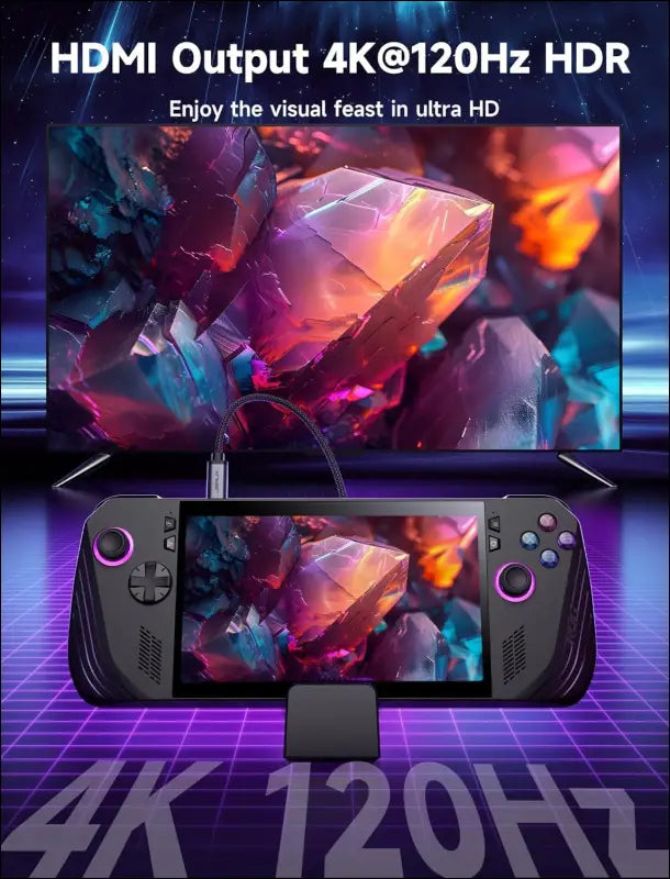Docking Station for ROG Ally X/ROG Ally/Steam Deck/Legion Go, 6-in-1 ROG Ally X Dock with HDMI 4K@120Hz, Gigabit Ethernet, Dual USB-A 3.2 Gen 1, USB-C 3.2 Gen 1 and PD 100W Charging - HB0609