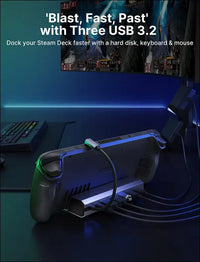 Docking Station for Steam Deck, 7-in-1 Steam Deck Dock with HDMI 4K@60Hz, DisplayPort, Gigabit Ethernet, 3 USB-A 3.0 and USB-C Charging Port Compatible with ROG Ally/Valve Steam Deck-HB0702