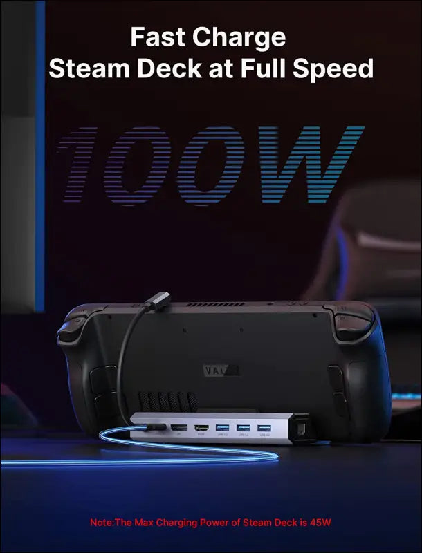 Docking Station for Steam Deck, 7-in-1 Steam Deck Dock with HDMI 4K@60Hz, DisplayPort, Gigabit Ethernet, 3 USB-A 3.0 and USB-C Charging Port Compatible with ROG Ally/Valve Steam Deck-HB0702