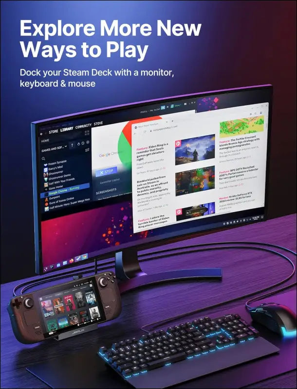 Docking Station for Steam Deck OLED 2023/ROG Ally/Legion Go, 5-in-1 Steam Deck Dock with HDMI 2.0 4K@60Hz, 100Mbps Ethernet, Dual USB-A 2.0 and 100W USB-C Charging Port, Rog Ally Dock -HB0602