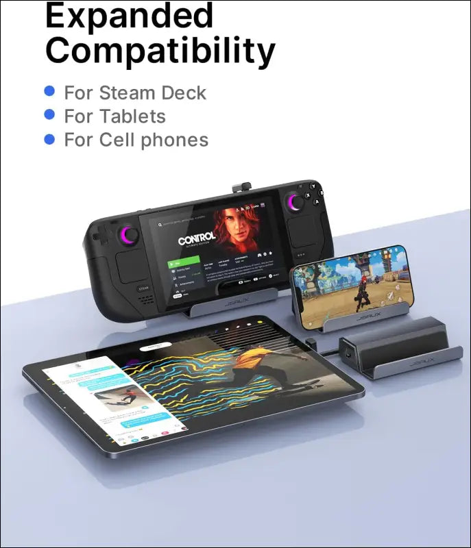 Docking Station for Steam Deck OLED 2023/ROG Ally/Legion Go, 5-in-1 Steam Deck Dock with HDMI 2.0 4K@60Hz, 100Mbps Ethernet, Dual USB-A 2.0 and 100W USB-C Charging Port, Rog Ally Dock -HB0602
