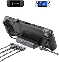 Docking Station for Steam Deck OLED 2023/ROG Ally/Legion Go, 5-in-1 Steam Deck Dock with HDMI 2.0 4K@60Hz, 100Mbps Ethernet, Dual USB-A 2.0 and 100W USB-C Charging Port, Rog Ally Dock -HB0602